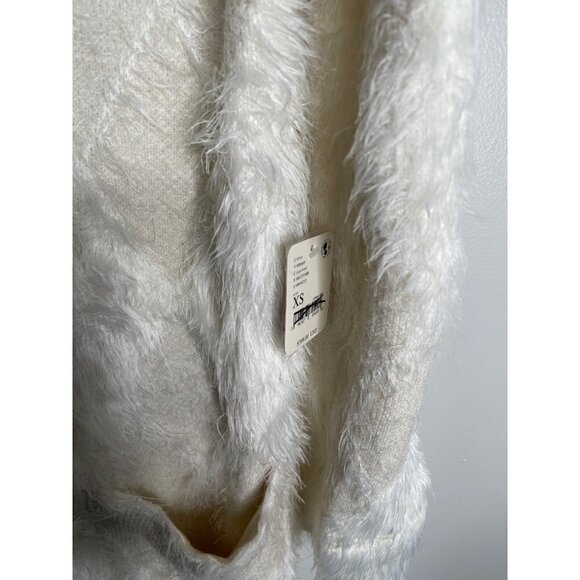 Free People David Cardigan Cardi Jacket Soft Faux Fur Longline Ivory XS NWT $398 - Picture 8 of 9
